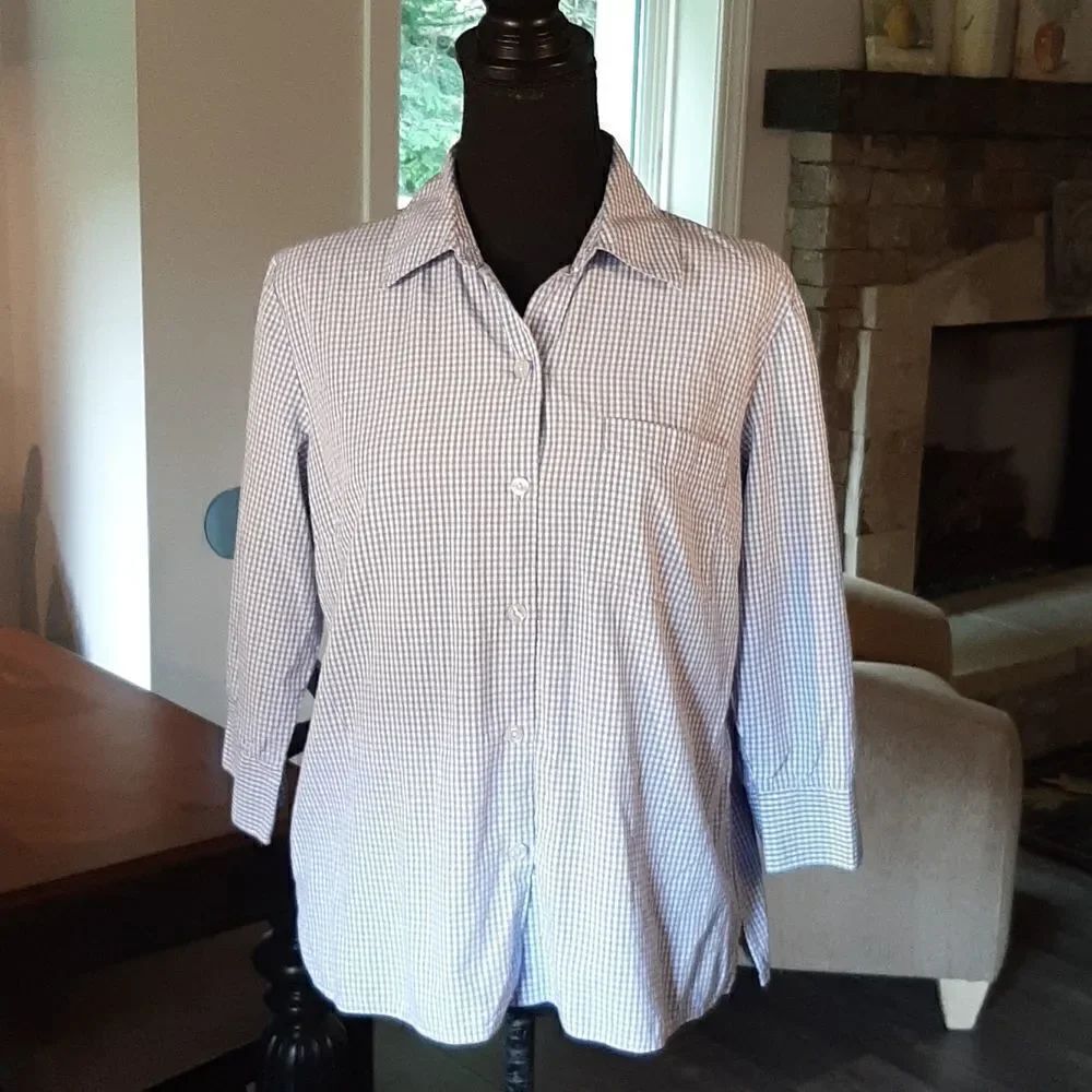 Style & Co Blue and White Cotton Button Down shirt